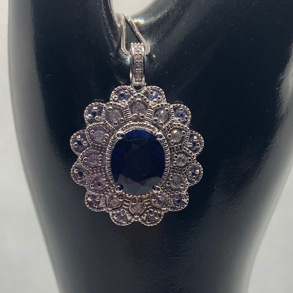 SAPPHIRE,MULTI GEMSTONE STERLING SILVER PENDANT - Picture 4 of 6